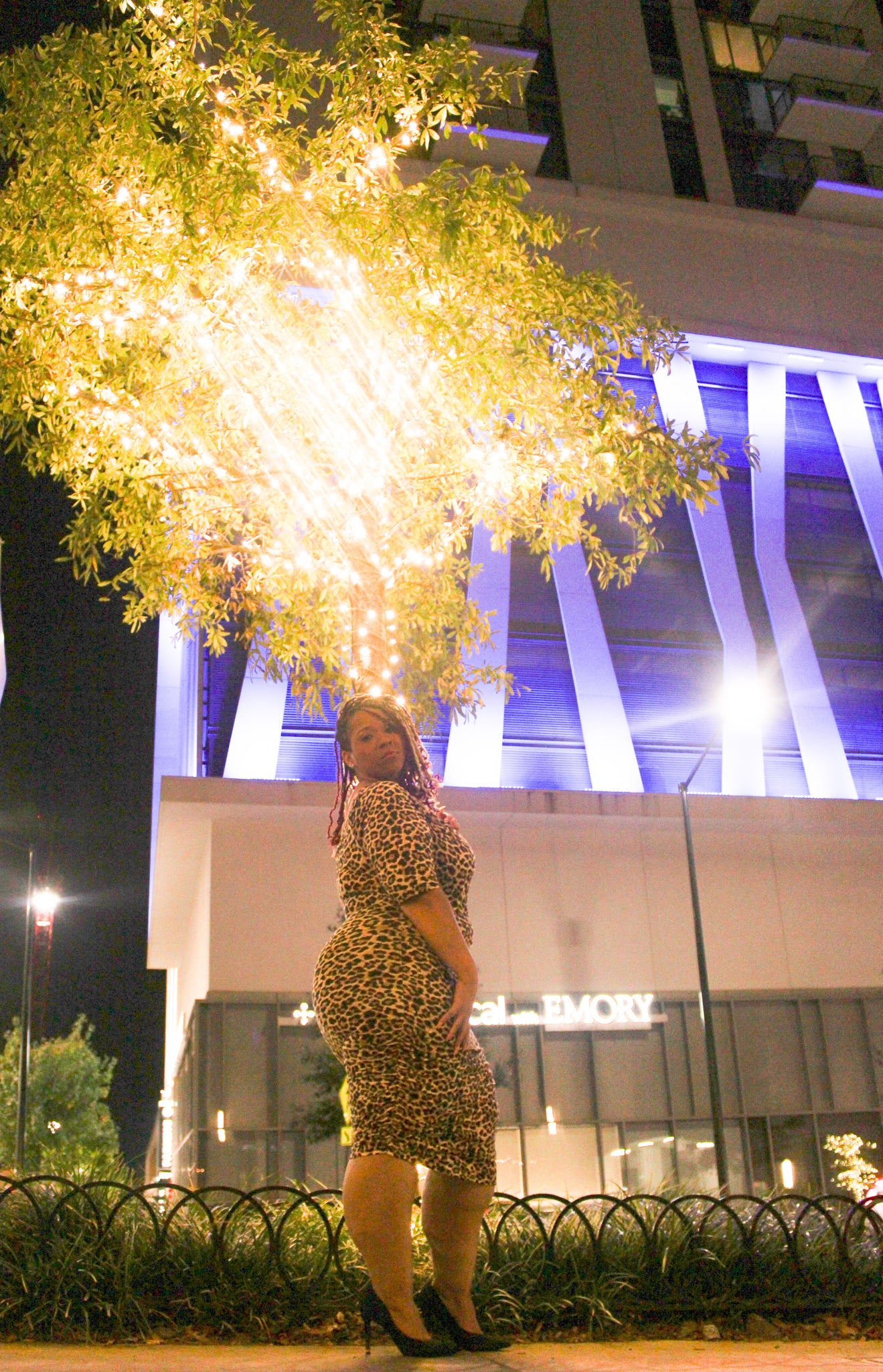 Off Shoulder Ruched 3/4 sleeves Body-con animal print dress.