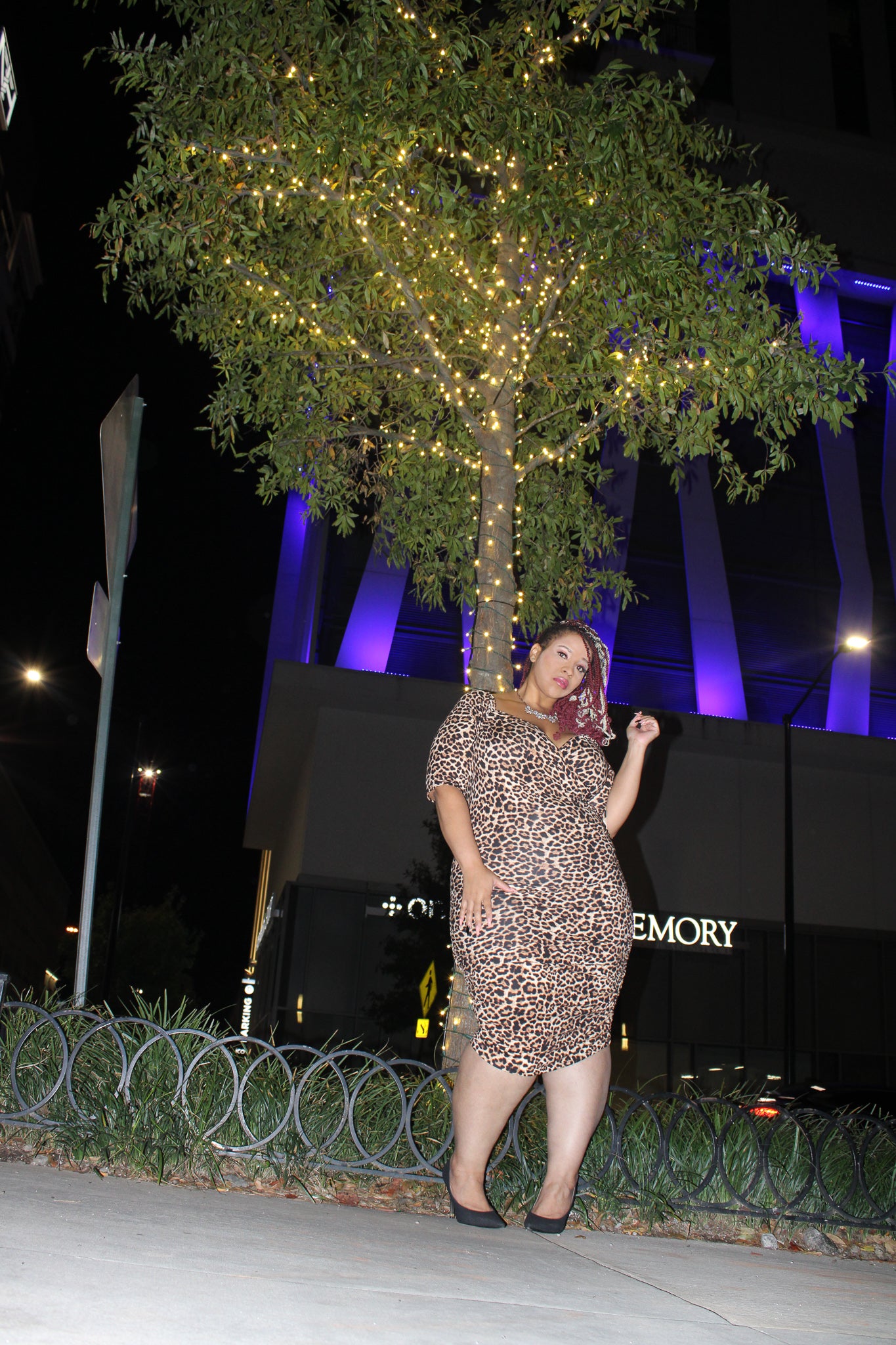 Off Shoulder Ruched 3/4 sleeves Body-con animal print dress.