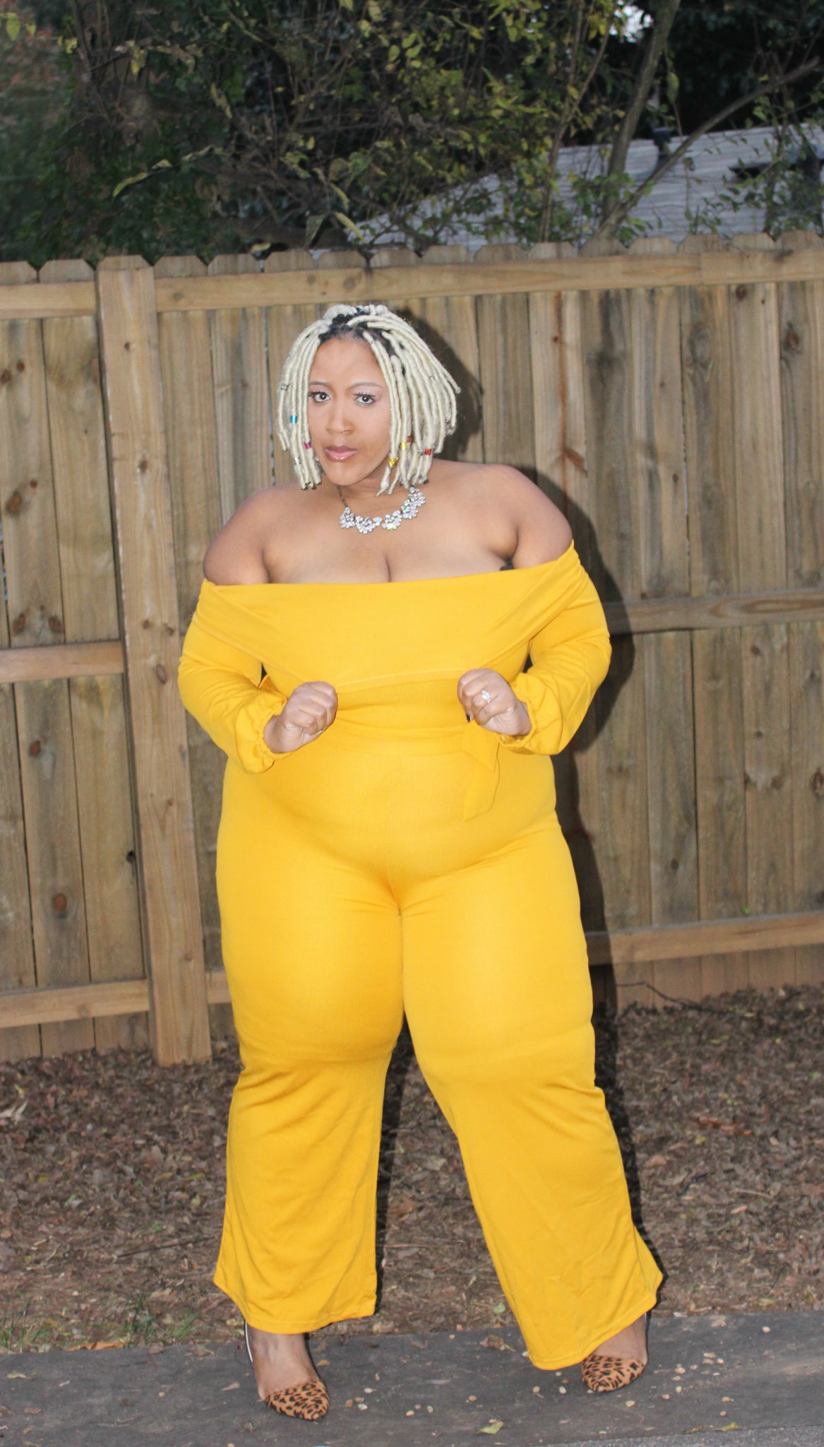 OFF SHOULDER LONG SLEEVE FLAIR JUMPSUIT