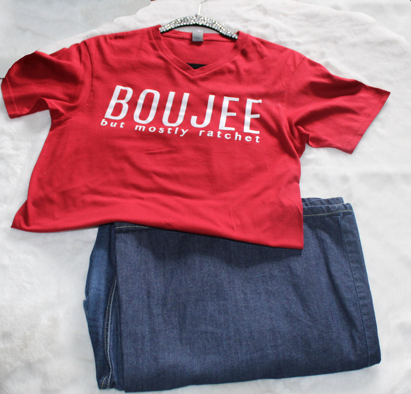 BOUJEE But Mostly Ratchet Short Sleeve V Neck T-Shirt