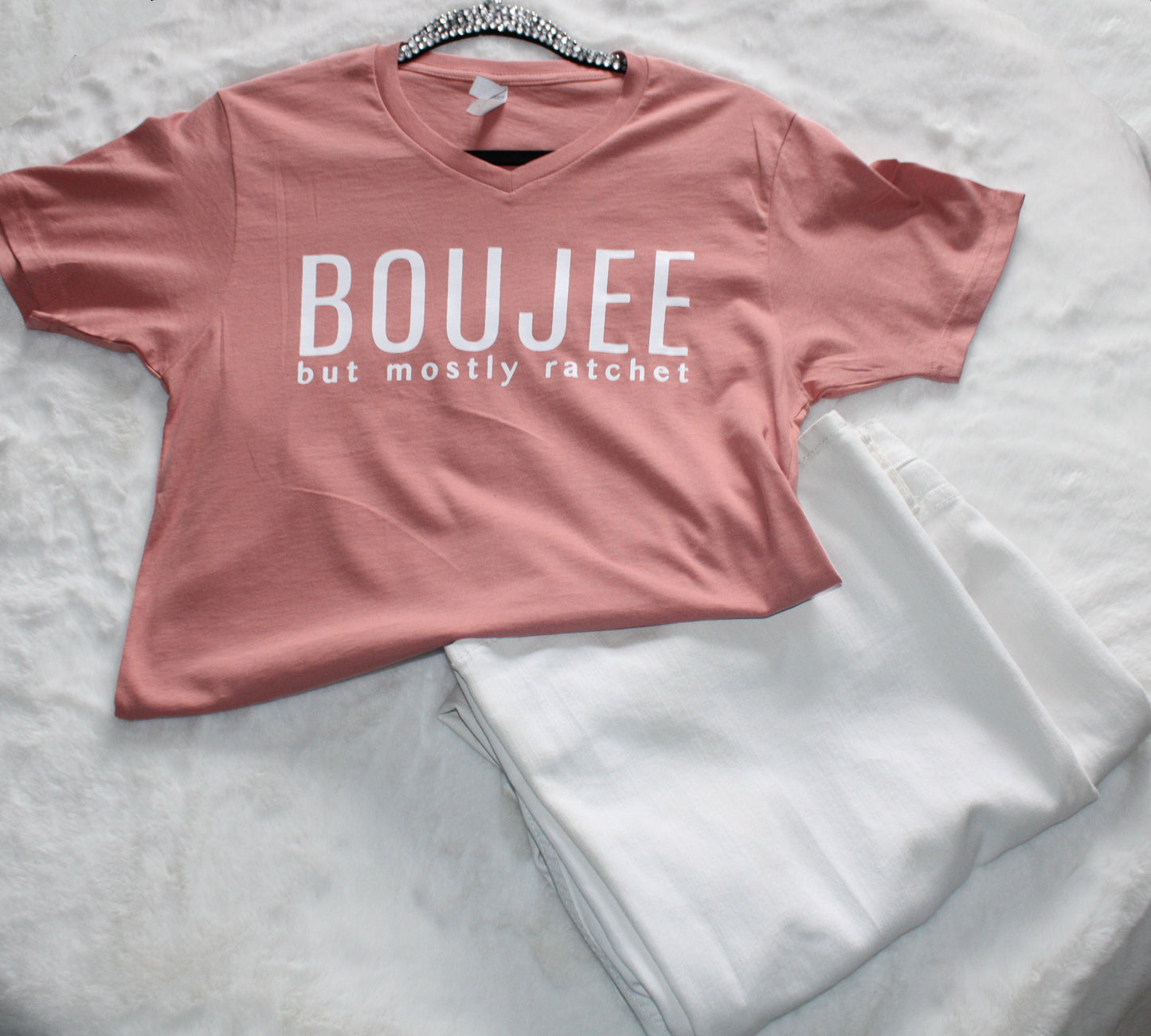 BOUJEE But Mostly Ratchet Short Sleeve V Neck T-Shirt