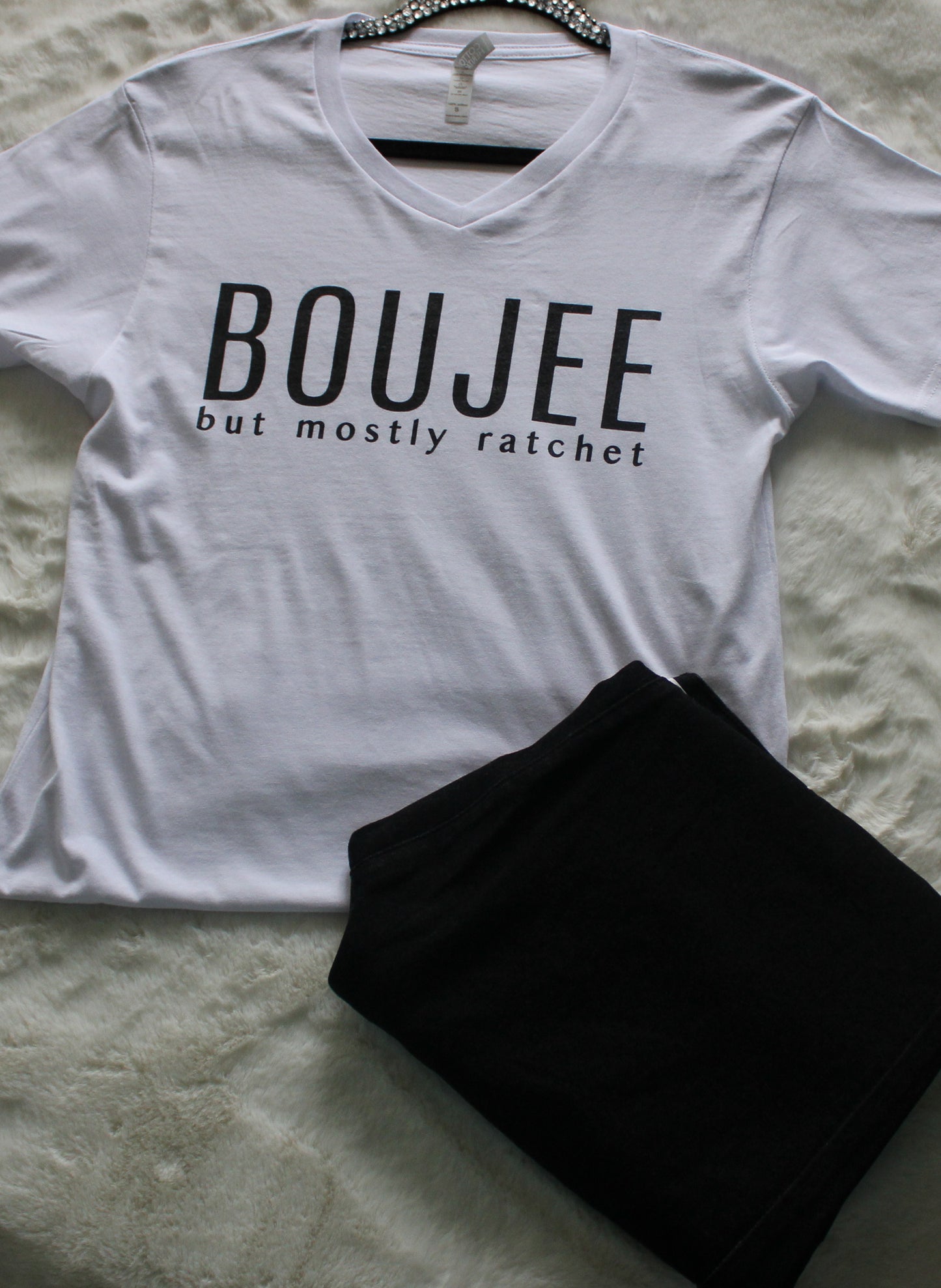 BOUJEE But Mostly Ratchet Short Sleeve V Neck T-Shirt