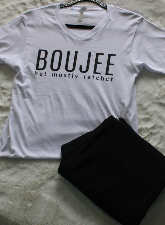 BOUJEE But Mostly Ratchet Short Sleeve V Neck T-Shirt